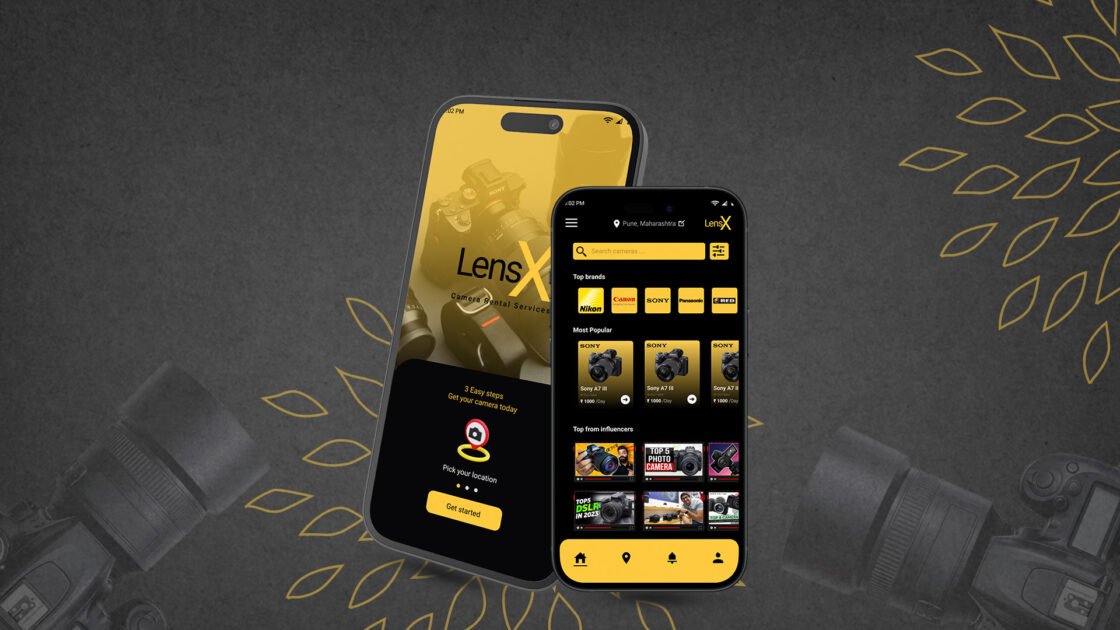 lensX Camera rental service App Design UI/UX